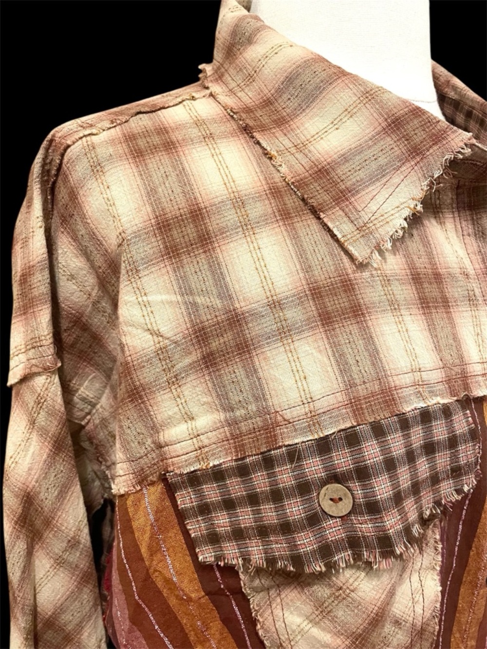 Oli &Hali Patchwork Button-Down Shirt Jacket  L - Picture 4 of 16
